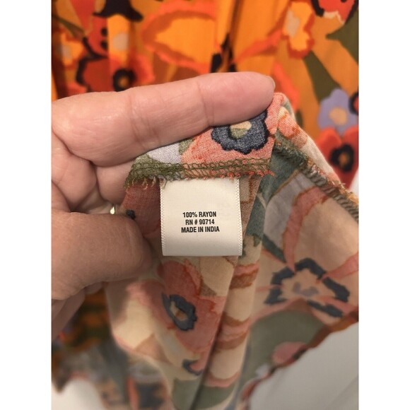 MSK Women's Split Neck Puff Sleeve High Low Dress Size XL Floral Boho Modest - Picture 4 of 5